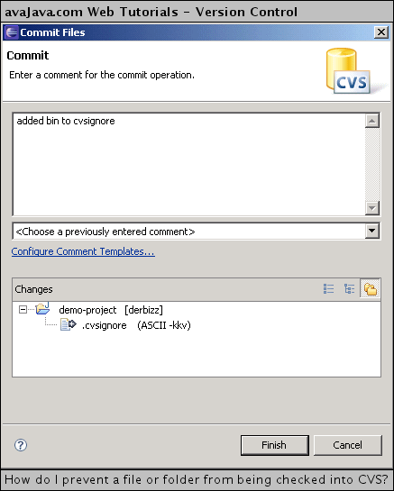 how do i prevent a file or folder from being checked into cvs  - web tutorials