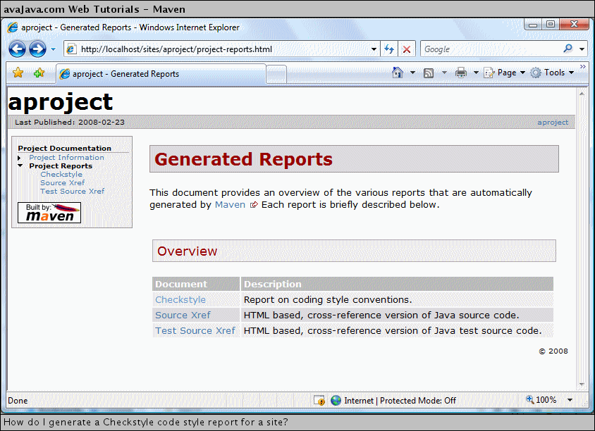 Generated Reports