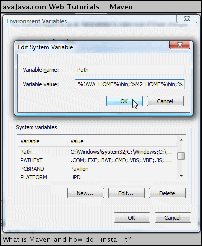 Adding %JAVA_HOME%\bin;%M2_HOME%\bin; to Path System Variable